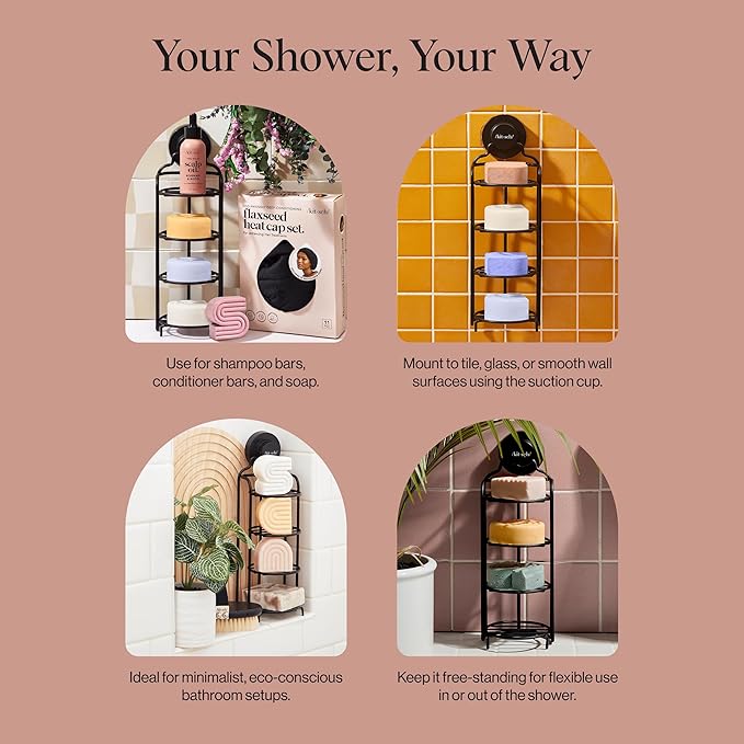 Kitsch Shower Caddy Hanging with Suction Cup – Self-Draining Shampoo Bar Holder & Shower Shelves for Conditioner Bars & Soap – Rust Proof Bathroom Caddy, and Wall Mount or Free-Standing Organizer