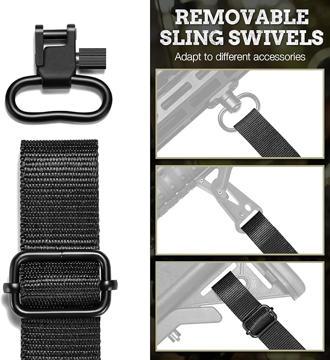 EZshoot Two Point Sling with Swivels, Comfortable Neoprene Padded, Length Adjustable Shoulder Strap for Outdoors