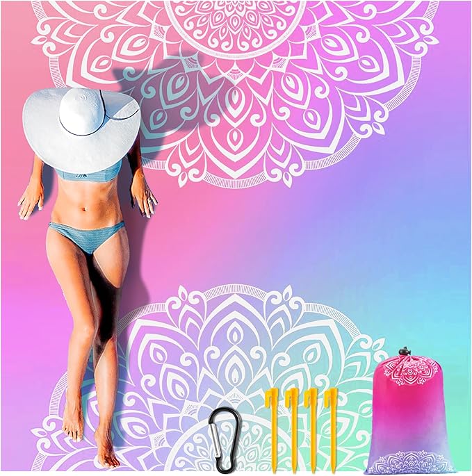 Beach Blanket Waterproof Sandproof Extra Large Beach Mat 79" X 83"/120"x108" for 1-8 Adults Quick Drying Durable Outdoor Picnic Mat for Beach Travel Camping Hiking