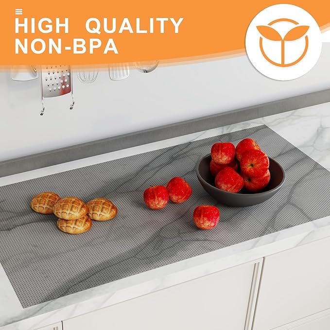 FLPMIX 20-Inch Cabinet Shelf Liner: Waterproof Kitchen Clear Under Sink Mat - Non-Adhesive Large Cupboard Drawer Liner for Bathroom Pantry Translucent Grey 20" W x 300" L