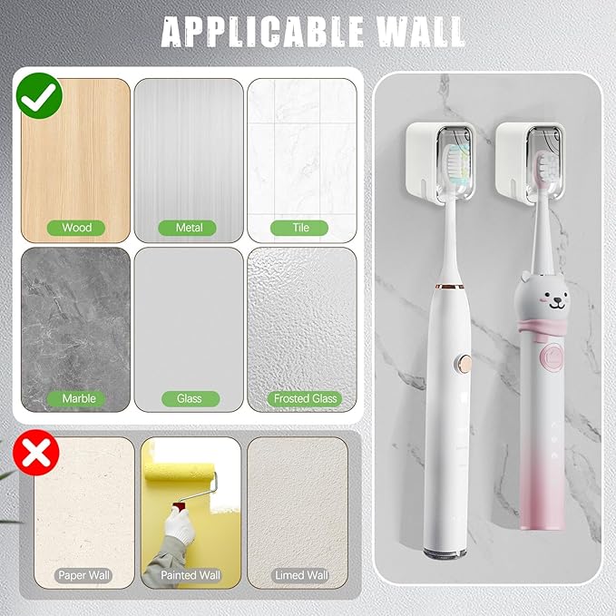 4 Pack Mini Toothbrush Holder Wall Mounted with Cover, Single Slot Toothbrush Storage Organizer for Shower, Compact Toothbrush Holders for Bathroom & Travel, Ideal for Family Tooth Brushes