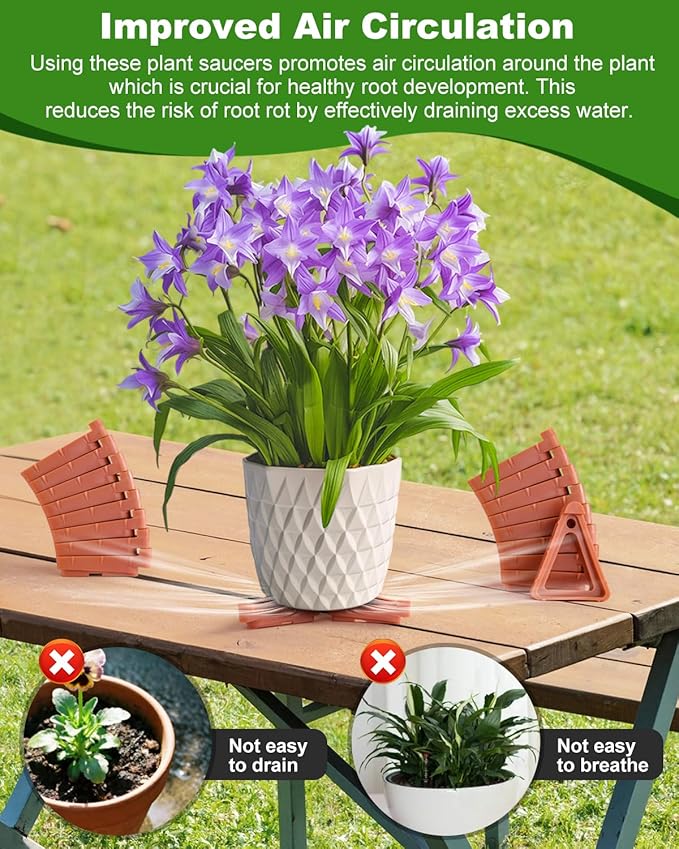 FantasyLife Pot Feet for Outdoor Planters, Invisible Breathable Plant Risers, Moisture-Proof Pot Stands Toes Lifters for Heavy Plants, Stackable Planter Feet for Indoor Outdoor (16pc Orange, Small)