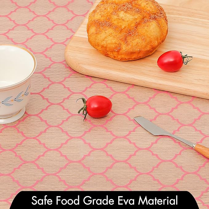 Cooyes Shelf Liner, Non-Adhesive Drawer and Cabinet Liner, EVA Washable Oil-Proof Shelf Paper for Kitchen Cabinets, Refrigerator, Storage, Desks with Modern Pattern