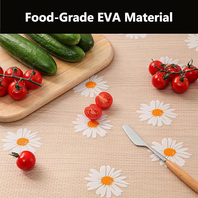 INNOLITES Shelf Liners for Kitchen Cabinets – Drawer Liner Waterproof & Oil-Proof, Non-Adhesive EVA with Floral Pattern – Durable Washable, Easy to Clean (Clean Daisy, 23.6" x 360")