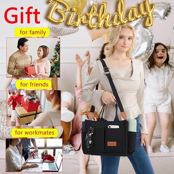 Canvas Tote Bag for Women,Women's Bags Crossbody Bags Work Laptop Tote Bag Large Handbags Purse for Travel Nurse Teacher