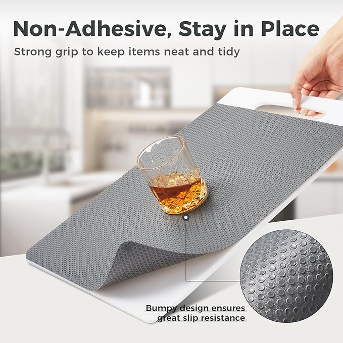 ALIUNI 100% EVA Shelf Liner for Kitchen Cabinet, 18" x 120" Drawer Liners Non Adhesive Non Slip Waterproof Plastic Paper, Dresser Pantry Bathroom Refrigerator Protector, Grey