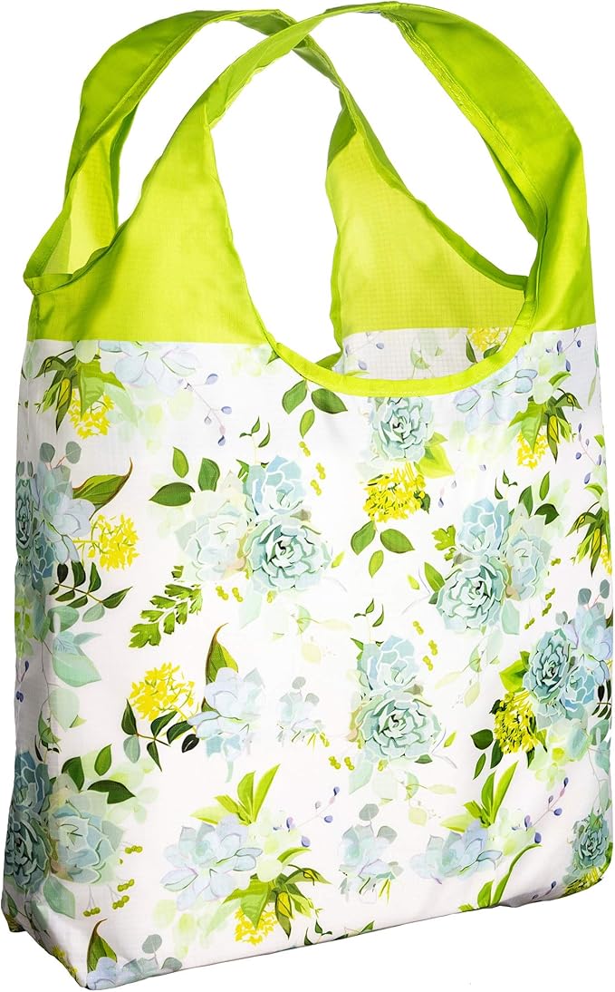 O-WITZ Reusable Grocery Bags | Vibrant Tote Bag For Groceries, Gym, Office, Beach, Toys & More | Washable Design With Large Handles For Maximum Convenience | Folds Into A Small Pouch, Vintage Green