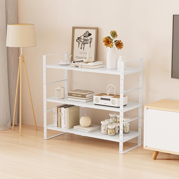 Multi-Functional Metal Shoe Rack, Space-Saving, Perfect for Entryway, Closet, Bathroom, etc. - Sturdy and Durable, High Weight Capacity（1PACK/White/Large