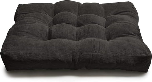 LANITI 24” Inch Extra Large Floor Cushions Tufted Floor Pillow for Adults Square Meditation Ultimate Comfort Oversized Pillows for Floor Cushion (Black)