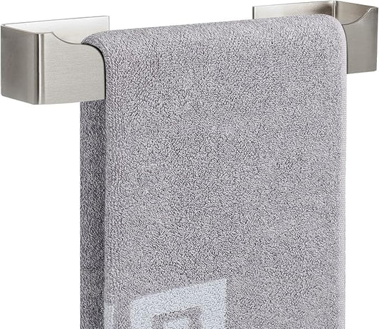 NearMoon Self Adhesive Hand Towel Holder/Towel Ring, Stainless Steel Hand Towel Bar Rustproof Stick on Wall-Towel Rack for Bathroom/Kitchen, Square Sticky and Wall Mounted (12 Inch, Brushed Nickel)