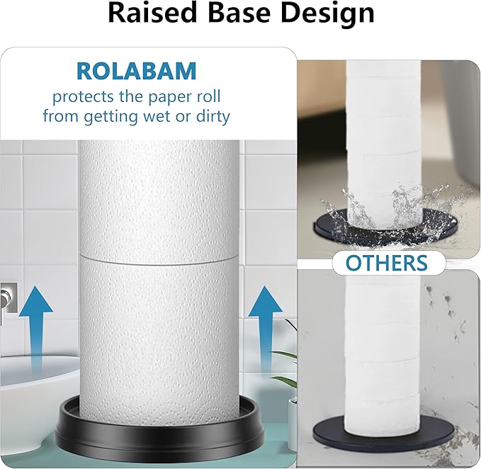 Toilet Paper Holder Stand with Reserve Function, Freestanding Toilet Paper Holder for Bathroom, Space for 4 Rolls, 22.5" Height (2 Pack, Matte Black)
