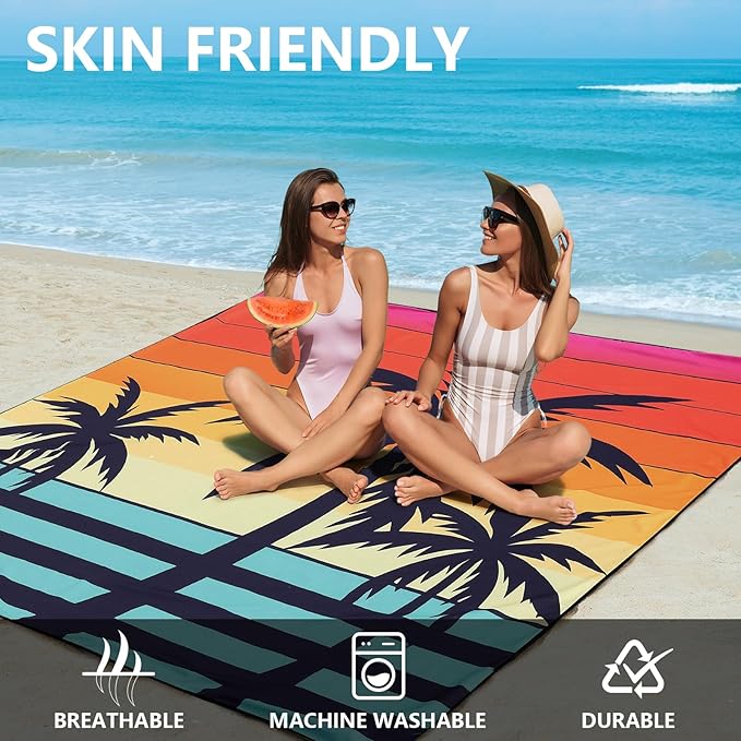 Beach Blanket Waterproof Sandproof Extra Large Beach Mat 79" X 83"/120"x108" for 1-8 Adults Quick Drying Durable Outdoor Picnic Mat for Beach Travel Camping Hiking