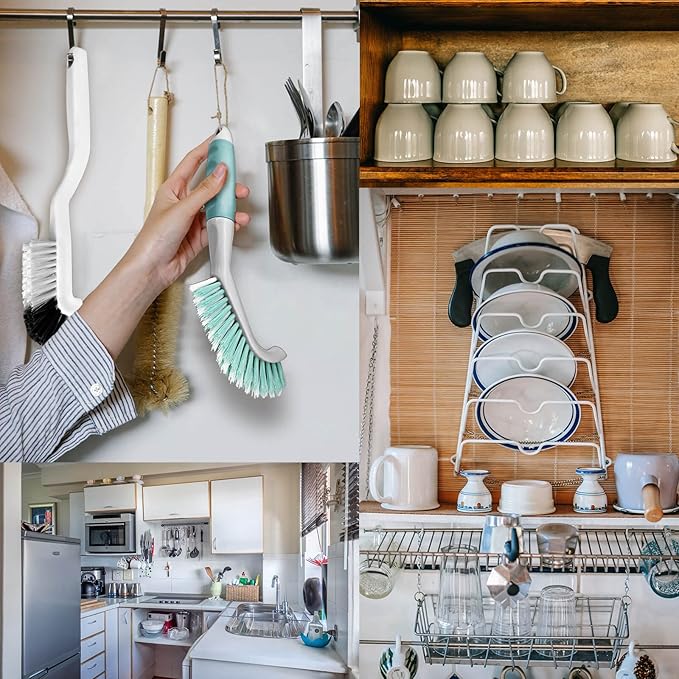 2Pcs Cleaning Brushes, Multi-Purpose Right Angle Brush for Scrubbing Kitchen, Coffeeroom, Tearoom Deep Cleaning of Edge, Corner, Crevices, Grout, Scrubbing Bottles, Cups, Jars, Cans for Household Use.