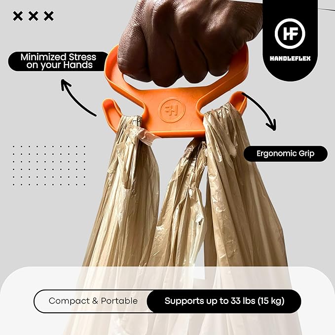 Handle Magic (7 Units) Bag Carriers | Ergonomic Grip and Bag Holder | Pocket Size | Lightweight & Comfortable for Shopping & Travel - Made in USA (Seven Colors)