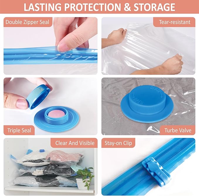 16 Pack Travel Vacuum Storage Bags with Rechargeable Wireless Electric Pump for Luggage, Suitcase, Carry-on Size Vacuum Seal Compression Space Saver Bags for Clothes and Clothing Travel