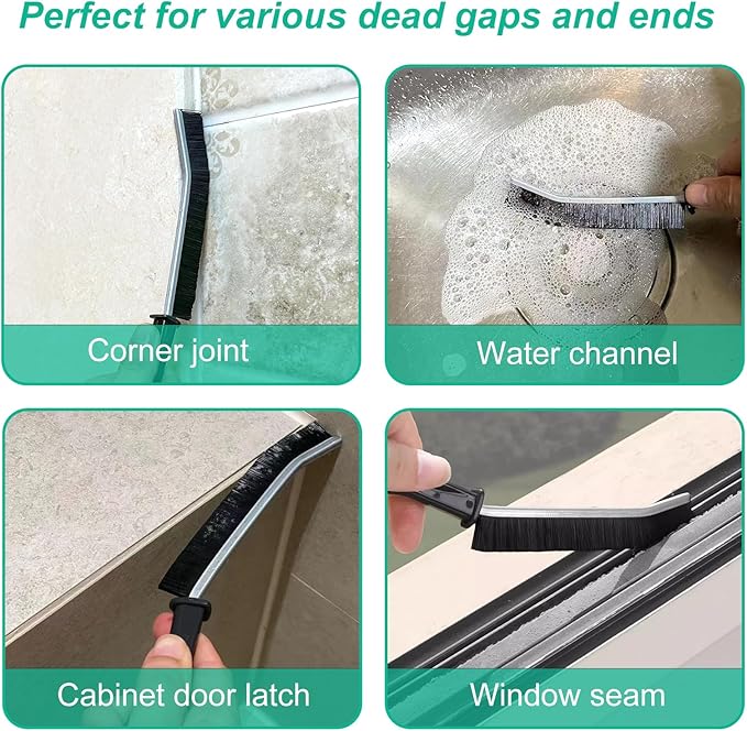 OKOM Multifunctional Stainless Steel Crevice Cleaning Brush - Hard Bristles for Kitchen & Bath Gap Cleaning