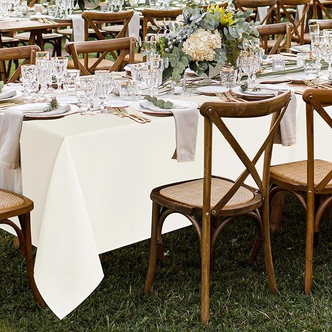 Fitable 8 Pack Table Cloth Rectangle Table: Stain and Wrinkle Resistant Tablecloth Rectangular, Washable Polyester Tablecloths for Wedding Party Dining Banquet Event Catering(Ivory, 70x120 Inch)