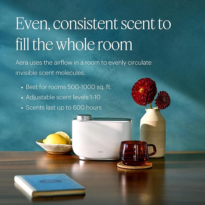 Aera Home Fragrance Electric Diffuser: Smart Home App Aroma Control, Essential Oil & Aromatherapy, Hypoallergenic Scent Technology, Safe for Family & Pets, White (Scent Capsules Sold Separately)