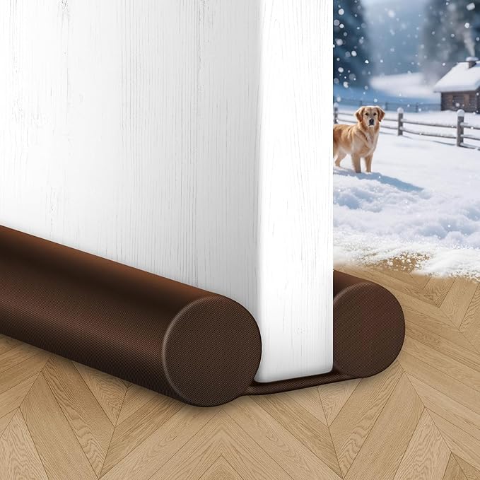 MAXTID Brown Door Draft Stoppers, Adjustable 32"-38", Double Sided, Insulation Strip, Air Stopper, Gap Filler