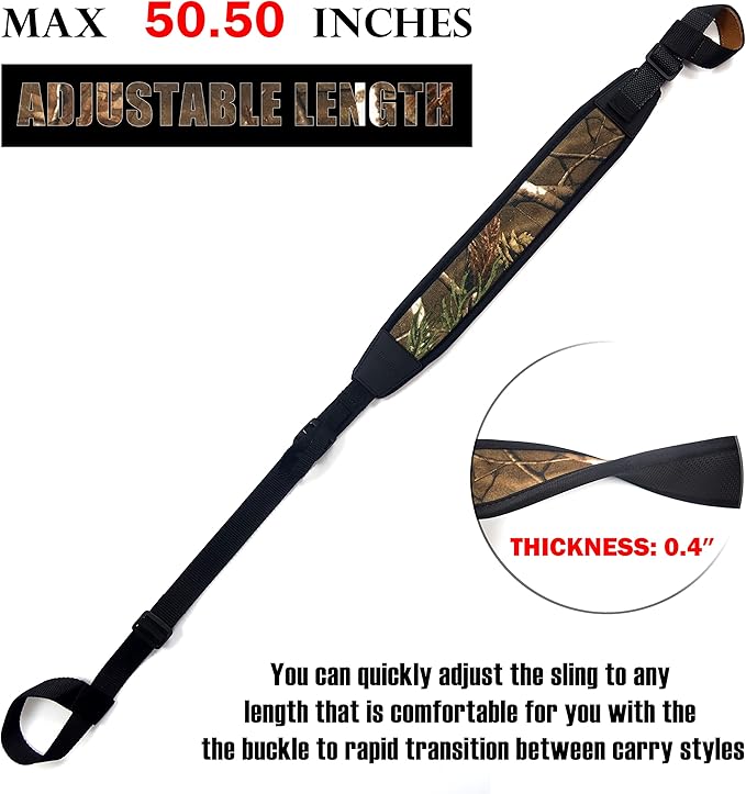 HUNTPAL No Drill Stalker Sling No Swivel Two Point Shotgun Sling, Universal Neoprene Padded Hunting Rifle Sling Shoulder Strap, Fit for 12 20 Gauge Shotguns