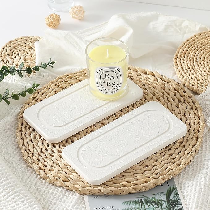 Homdiva 2Pack Water Absorbing Stone Tray for Sink, Diatomite Drying Coasters for Kitchen & Bathroom Counter, Kitchen Soap Dish Makeup Caddy, Dispenser Sponge Holder Space Organizer, White - 8"x 3.8"