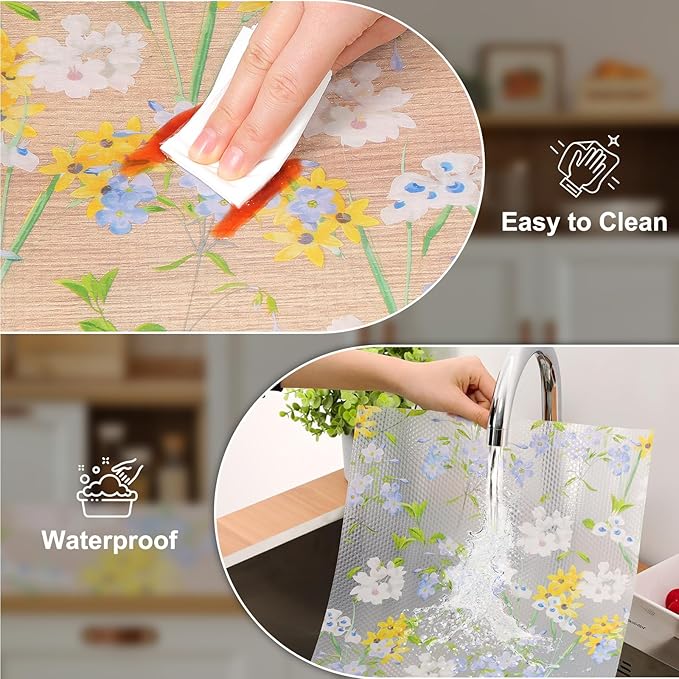 Cooyes Shelf Liner - Premium Non-Adhesive Cabinet & Drawer Liner for Kitchen - Waterproof Shelf Paper with Modern Pattern - Durable EVA Cabinet Mat - Easy to Cut (23.6" W x 360" L)