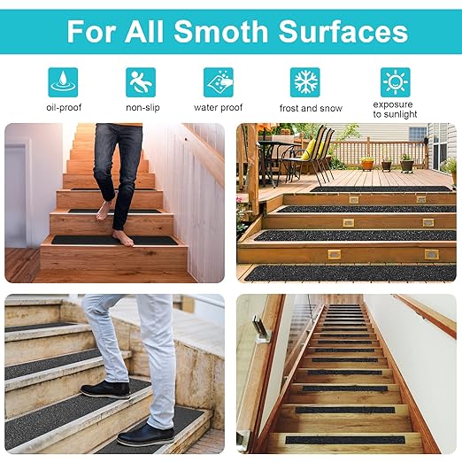 Qingluan Grip Tape, Anti Slip Tape Outdoor/Indoor Waterproof, Non Slip Tape for Stair Steps, Tread Staircases, Ramps, Skateboards (Black Tape, 7.8" x 33Ft)
