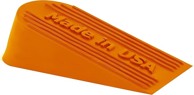 Orange Large Rubber Door Stopper Made in USA - Door Stop Wedge for Carpet, Tile, Concrete Floor, Door stoppers for Bottom of Door -Heavy Duty for Commercial & Home - 6.5 x 2.75 x 1.9 Inches