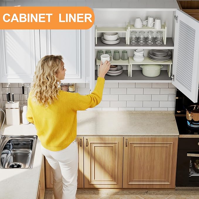 FLPMIX 20-Inch Cabinet Shelf Liner: Waterproof Kitchen Clear Under Sink Mat - Non-Adhesive Large Cupboard Drawer Liner for Bathroom Pantry Translucent Grey 20" W x 300" L