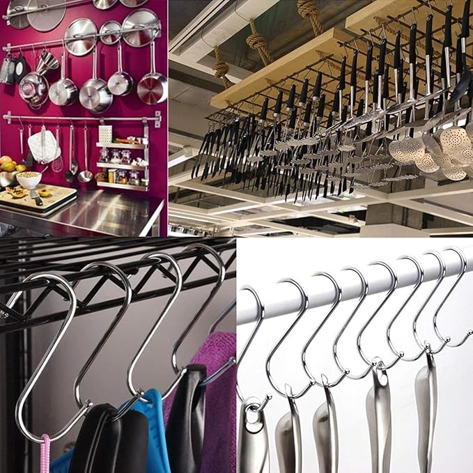 10 Pcs Heavy Duty 4.7 Inches Extra Large S Shape Hooks Heavy-Duty Metal Hanging Hooks Apply Kitchenware Bathroom Utensils Plants Towels Gardening Multiple uses Tools (Silver)