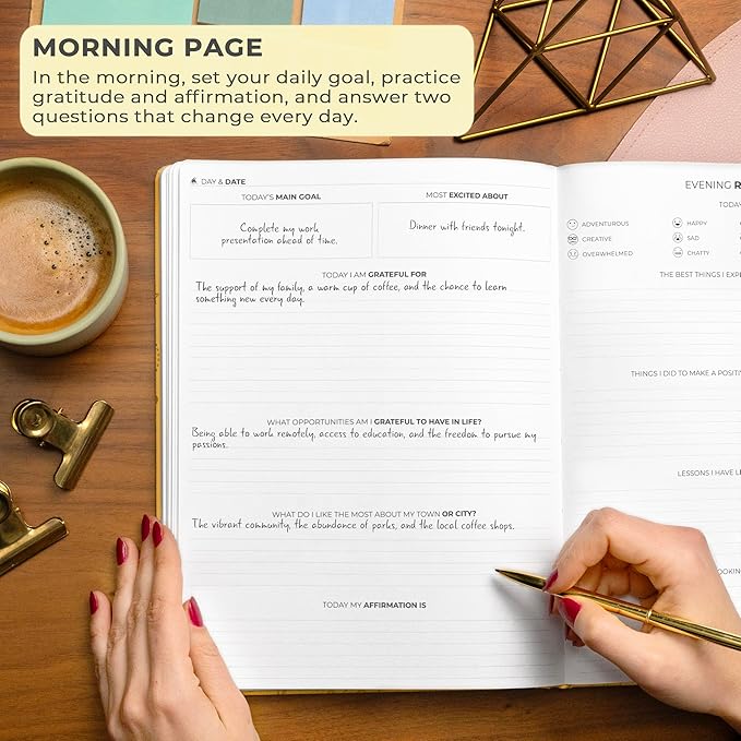 Clever Fox Gratitude Journal Large – Happiness, Positivity & Affirmation Journal – Inspirational Daily Notebook, 3 Months, 8.3x11” (Amber Yellow)