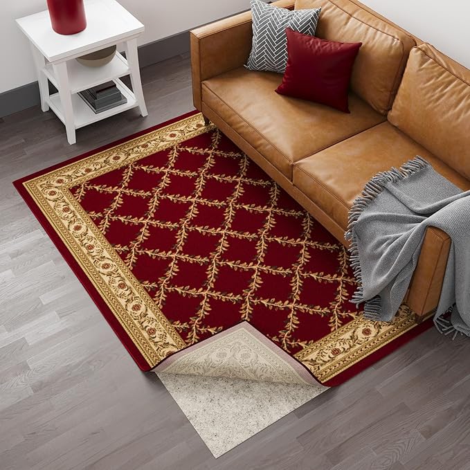 Ottomanson Non Slip Rug Pad Grip 8x18 1/8 Thick, Protection for Any Flooring Surface, Keep Your Runner Rug and Area Rugs in Place, 7'8" x 18', Beige