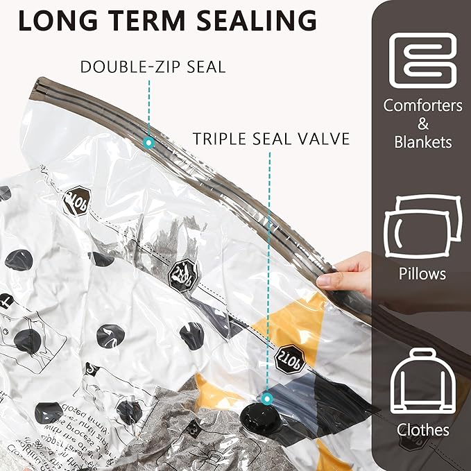 Vacuum Seal Bags for Clothing Travel and Home Storage, Travel Vacuum Bags with Electric Pump, Space Saver Compression Packing Cubes for Luggage Suitcase Bedding Blankets Clothes, 32 Combo
