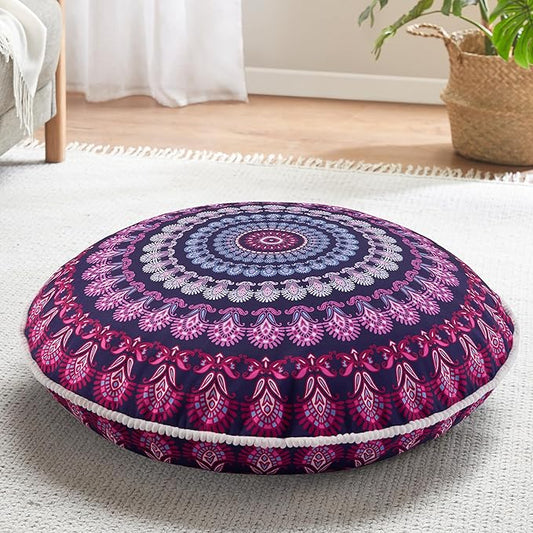 Codi 32 Inch Round Floor Pillow, Large Meditation Pouf Cushion , Memory Foam Stuffer Circle Throw Pillows - (Purple Orchid, 1 Count (Pack of 1))