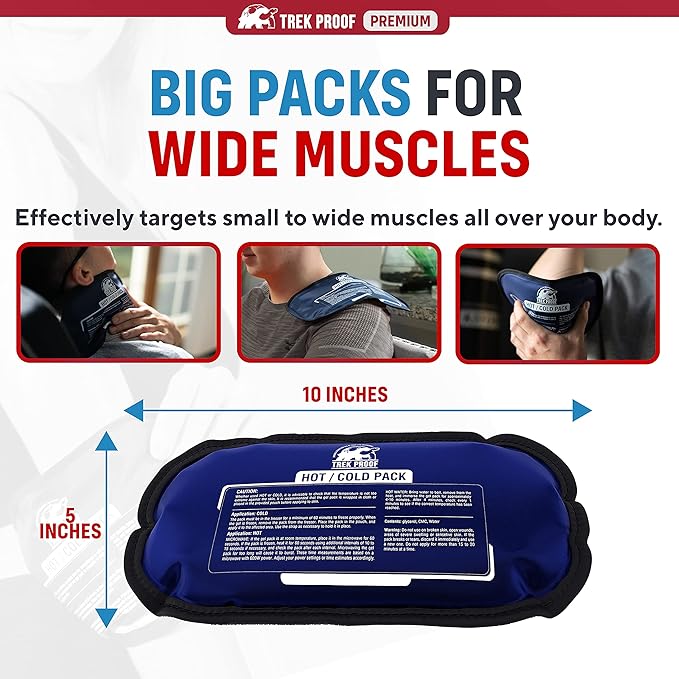 Ice Pack – Reusable Hot and Cold Therapy Gel Wrap Support Injury Recovery, Alleviate Joint and Muscle Pain – Rotator Cuff, Knees, Back & More (Gel Packs (2) Without Wrap)