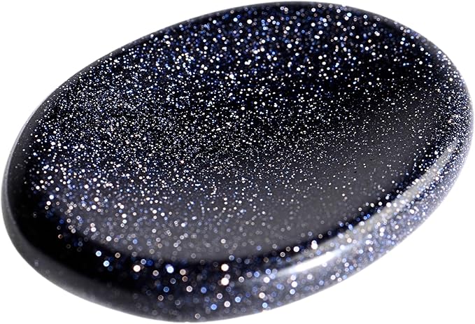 Blue Goldstone Worry Stones – Crystal Thumb Worry Stone for Anxiety, Stress – Relaxing and Soothing Balance Stones for Meditation, Stress Relief – Healing Stones and Crystals for Men and Women
