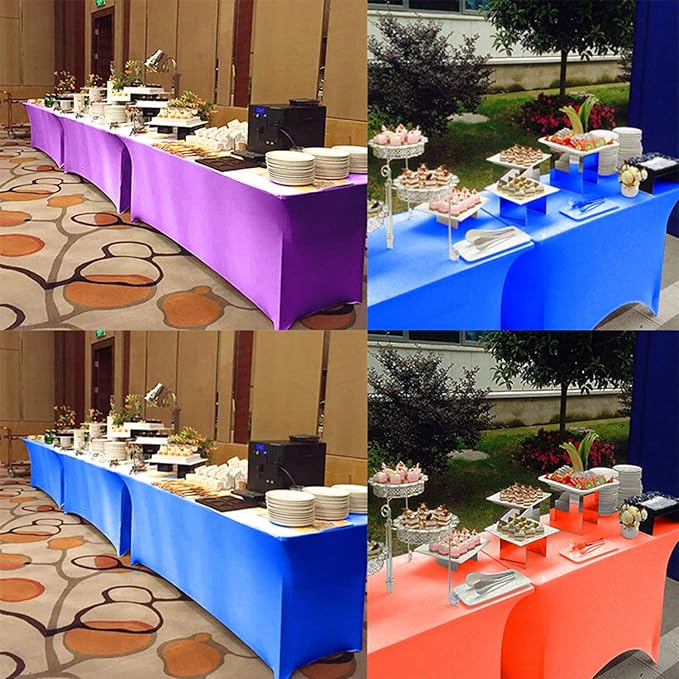 RELIANCER 1 Pack Stretch Spandex Table Covers for Rectangular Tables, 8FT Elastic Fitted Tablecloth, Universal Rectangular Table Cloth Protector for Outdoor Party, Wedding, Bar, Birthday, Banquet, Events