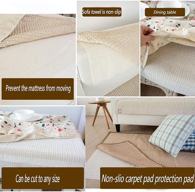 Non SlipGripper Pad for Hardwood Floors, Area Rug Pads for Tile Floor, Under Carpet Anti Skid Mat, Keep Your Rug Safe in Place,Can be Cut to Any Size (White, 70.8x78.7inch)