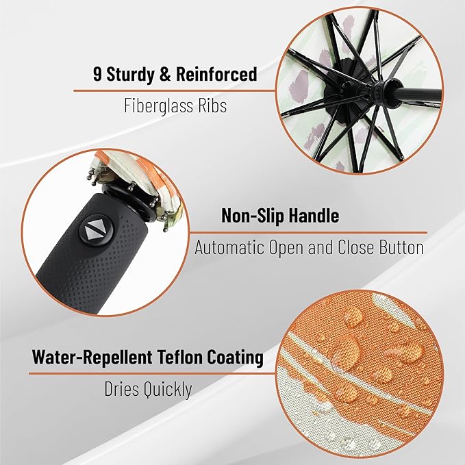Mr. Pen- Windproof Travel Umbrella, Small Water-Resistant Automatic Folding Umbrella for Rain and Sun, Light, Compact and Portable for Women & Men, Fits Car & Backpack