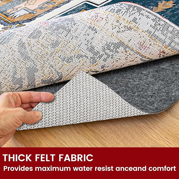 Waterproof Rug Pad, 2x3 ft Area Rug Non-Slip Carpet Pad, Non-Slip Rug Pads for All Floors and Finishes, Felt Pad for Hardwood Floors, Keeps Carpets in Place Soft and Safe