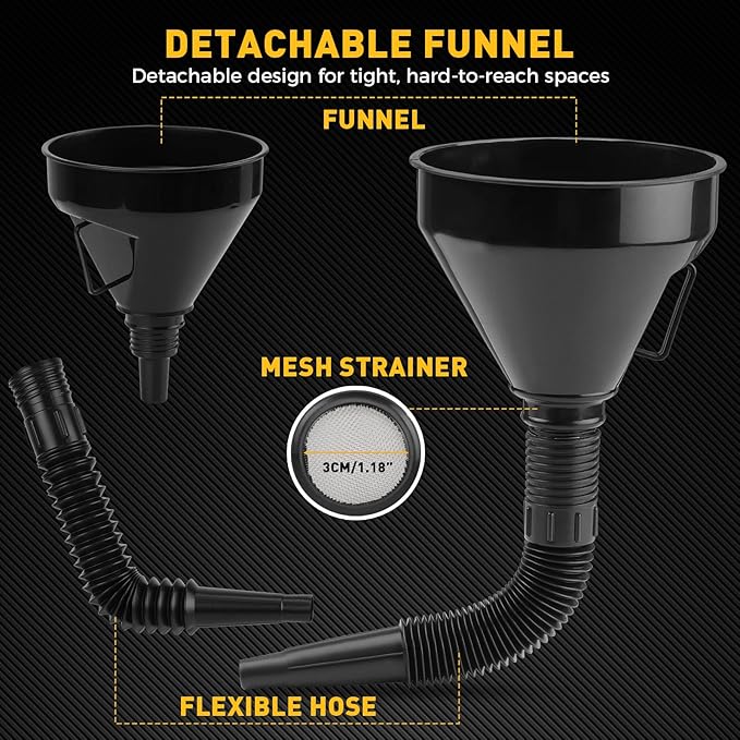20-Piece No-Spill Coolant Funnel Kit, Cooling System Funnels Kits, Spill Proof Funnel Bleeder, Radiator Funnels Kit with Adapters, Extensions, Flexible Hose, Circular-Funnel, Towel for Automotive Use