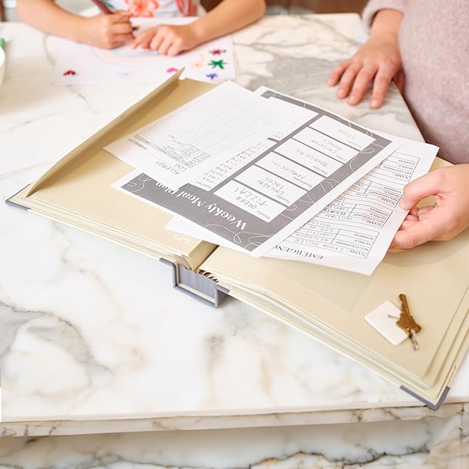 The Folio® Important Document Organizer by Savor |Binder with Guided Labels, Acid-Free File Folder with 10 Pockets for Home, Legal, Medical Papers | Mother’s Day Gift for Moms, Records Storage (Slate)