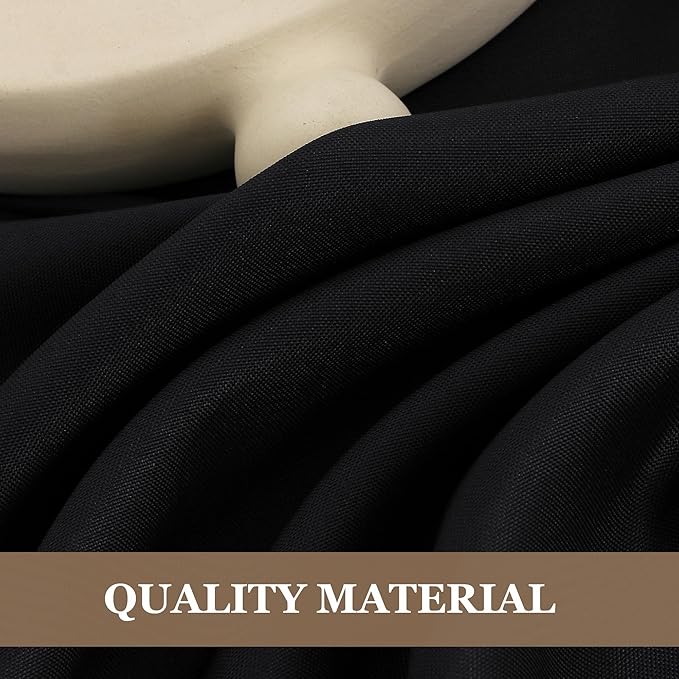 Fitted Black Tablecloths for Rectangle Tables, 6 Pack - 70 x 120 Inches - Reusable and Washable Tablecloths for 6-8 Ft Tables, Polyester Fabric Table Covers for Wedding, Party, Banquet
