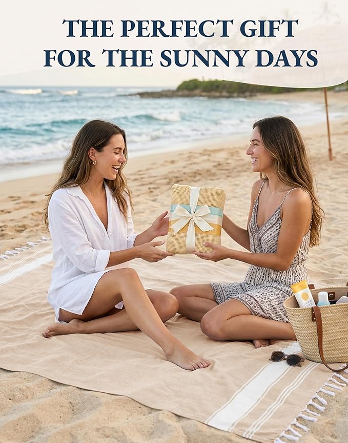 LANE LINEN Beach Towels for Women, Large Beach Towels Oversized, Pre-Washed, No-Shrink Sand Free, Quick Dry, Lightweight Travel Towel,Soft Beach Bath Towel, 39"x71" - Beige