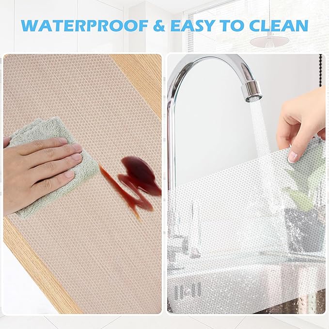 MooiFun Drawer Liners, Waterproof Shelf Liner, Anti-Slip Non-Adhesive BPA Free Kitchen Cupboard Cabinet Liner Refridge Fridge Mats Sink Protector Strong Durable for Home (Clear/11.8in x 20Ft)