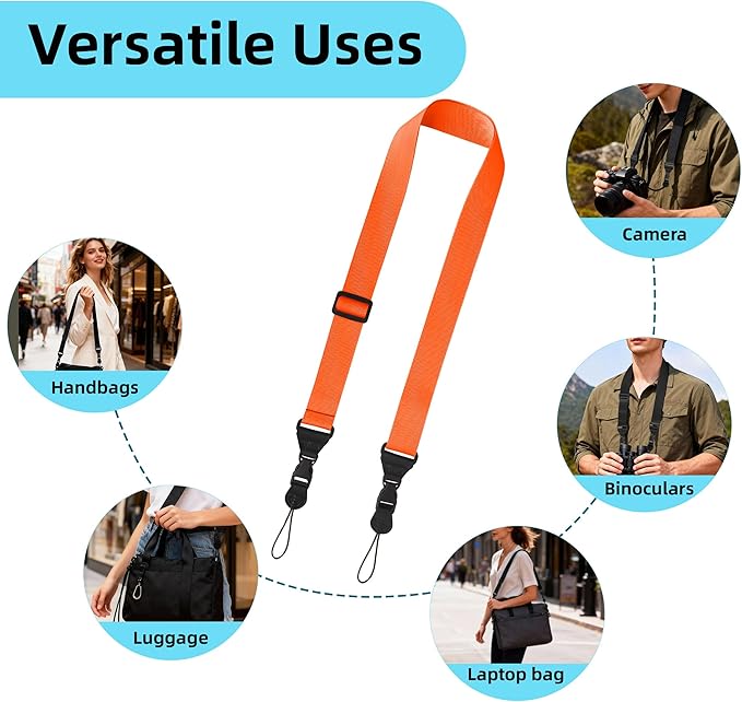 Adjustable Shoulder Strap: Comfortable iPad Strap Nylon Neck Lanyard for iPad/Samsung Tablet Case, Camera Binocular Crossbody Laptop Luggage Bag (Orange)