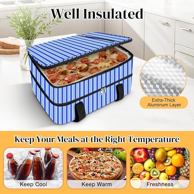 Coobiiya Insulated Casserole Carrier – Portable Tote for Hot or Cold Food, Warmer & Cooler Bag Lunch Bag, Fits 9" x 13" Baking Dish, Ideal for Potluck Parties