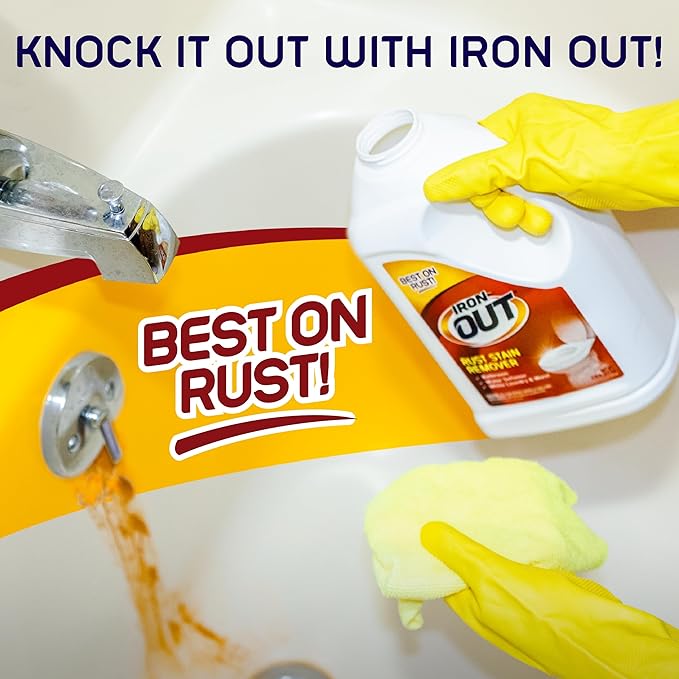 Iron OUT Rust Stain Remover Powder, Remove Rust Stains in Bathrooms, Kitchens, Appliances, Laundry, and Outdoors, 4.75 Pound Bottle 3-Pack