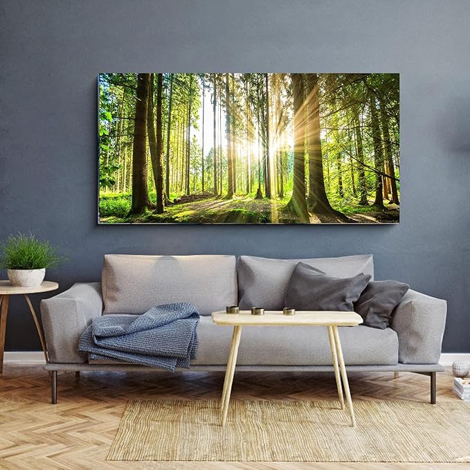 Yxbhhym-Large Wall Decor Bedroom Forest Canvas Wall Art Spring Landscape Picture Painting Natural Sun Tree Prints Art Green Room Decor Sunset Poster Living Room Artwork for Wall Office Decorations