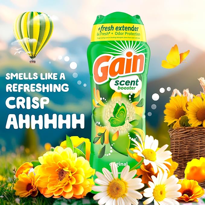 Gain In-Wash Laundry Scent Booster Beads, Original Scent, 24.0 OZ, Fresh Extender + Odor Protection, (Pack of 2)